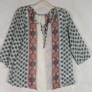 Old Navy Women's Sheer Cottage Keyhole Blouse‎ Size M